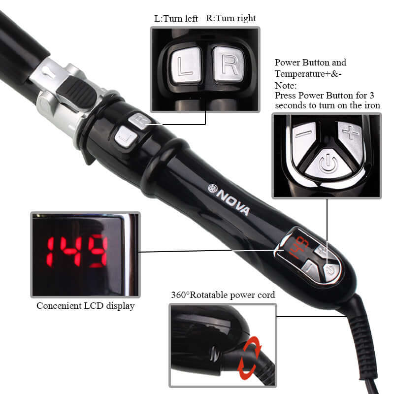 Otating Curling Iron Curling Wand Automatic 30s Instant Heat Auto Hair Waver