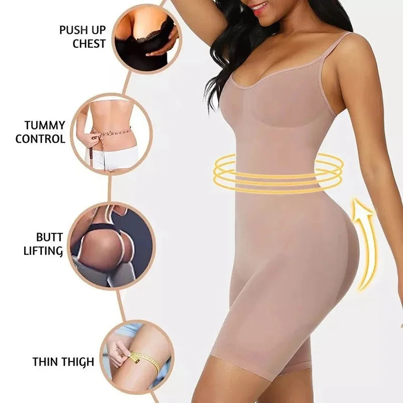 Seamless Bodysuit Compression Open Crotch Shapewear Women Push Up 