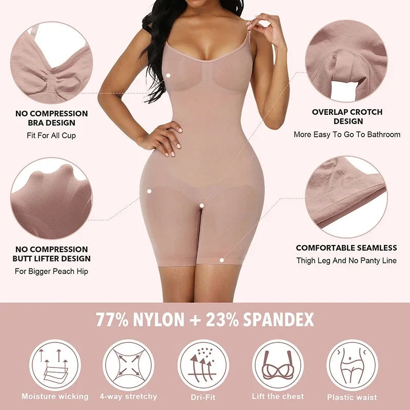 Seamless Bodysuit Compression Open Crotch Shapewear Women Push Up 