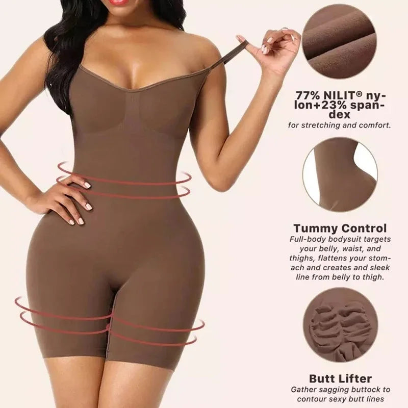 Seamless Bodysuit Compression Open Crotch Shapewear Women Push Up 