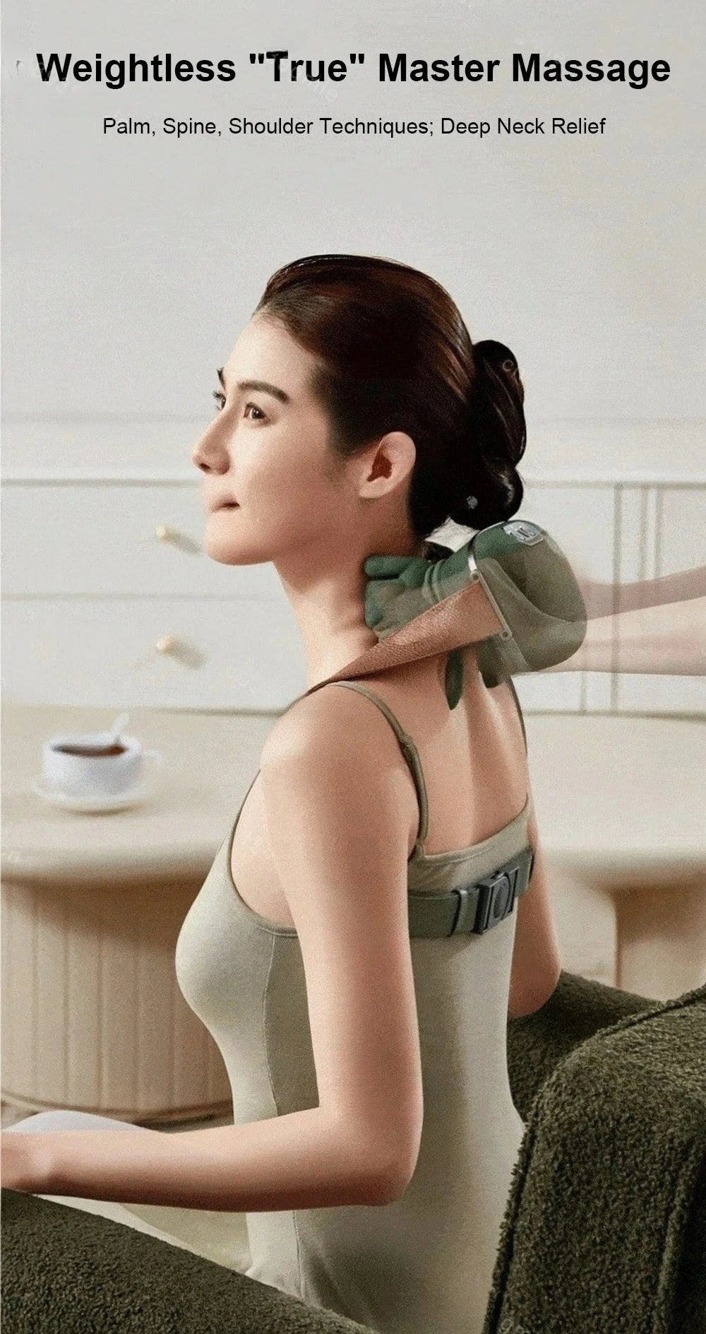 Neck Shoulder Massager Deep Tissue Shiatsu Back Cervical Massage Machine Bionic Heated Fatigue Relief Relax Muscle ﻿3-Level ﻿