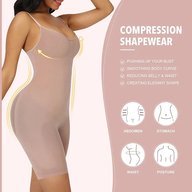 Seamless Bodysuit Compression Open Crotch Shapewear Women Push Up 